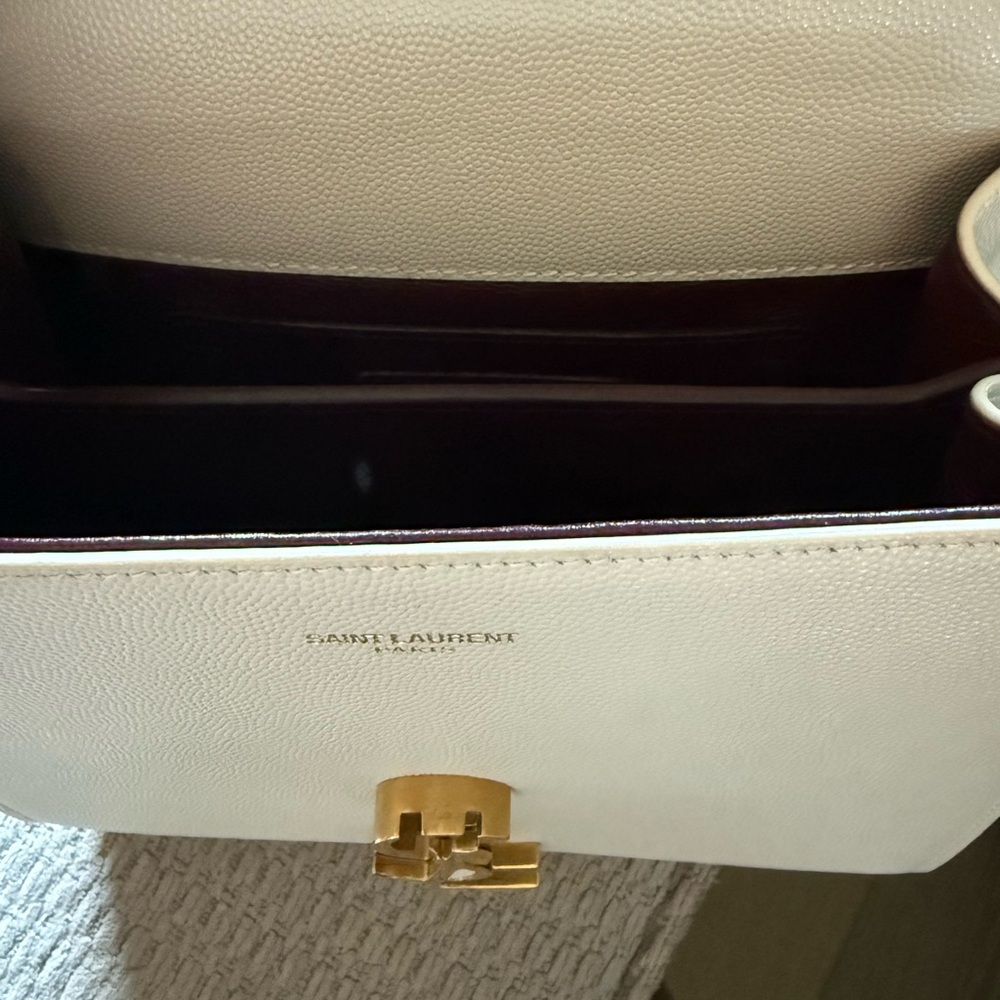 YSL CASSANDRA MINI TOP HANDLE BAG - Beige Leather - Picture 4 of 12